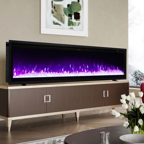 50 Inch Electrical Fireplace with Remote 12 Vibrant Flame Colours Freestanding Fireplaces Adjustable Heating Modes and Safety Features (1/5)