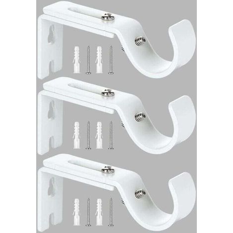 Support de Tringle à Rideau Réglable,3 Pcs Supports Murale Réglables,Support pour Tringle à Rideau,Compatible avec les tringles à rideau d'un diamètre maximal de 20mm-25mm(Blanc) (1/4)
