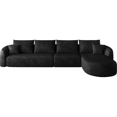 Sofá esquinero modular en L de 336 cm, tejido negro, sin montaje, HOMVRA (1/5)