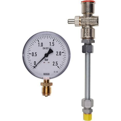 Manometer 0 bis 2,5 bar mit Druckknopfhahn Ausführung A G1/4 - 15133626812 von Weishaupt