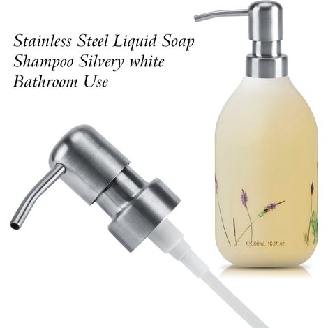 flacon-pompe en acier inoxydable 304 pour savon liquide et shampoing, blanc argenté, pour cuisine et salle de bain (pour 2,5 cm) (1/5)