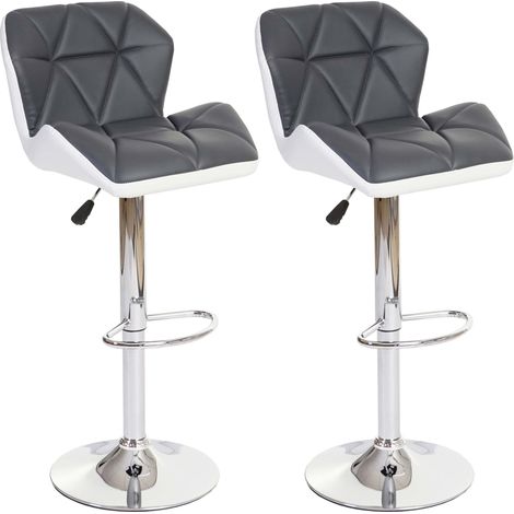 [NEUWERTIG] 2er-Set Barhocker HHG-156, Barstuhl Tresenhocker, Kunstleder grau