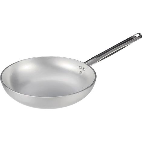 Padella svasata alta in alluminio - Diametro 32 cm ed Altezza 6,5 cm - Pentola professionale antiaderente con manico in acciaio Inox (1/5)