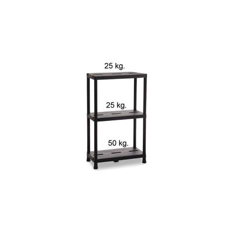 Scaffale universal pro 63-3 per interni con 3 ripi nero art.127 - cm.60x30x95h.