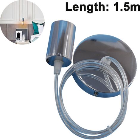 Suspension métallique pour lampe, douille E27 avec câble, pendule, câble pour lampe suspendue, idéal pour l'éclairage du plafond, argent