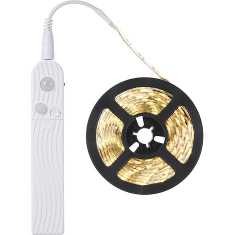 Bande lumineuse LED 120 LED DC 5-6 V 2 m avec capteur de mouvement PIR, étanchéité IP65, portable pour armoire et placard, alimentée par piles AAA et (1/5)