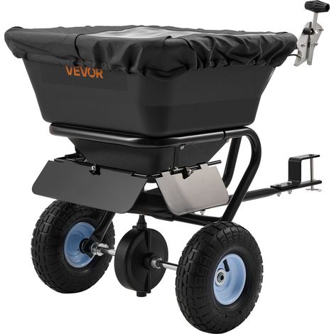 Épandeur Engrais Tracté Capacité 38,6 kg Épandeur à Semence à Remorquer Largeur Épandage 0-3 m Semoir à Pousser pour Graines, Sel Déneigement, Semer Jardinage, Pelouse, Gazon, avec Roues 25,4 cm (1/5)