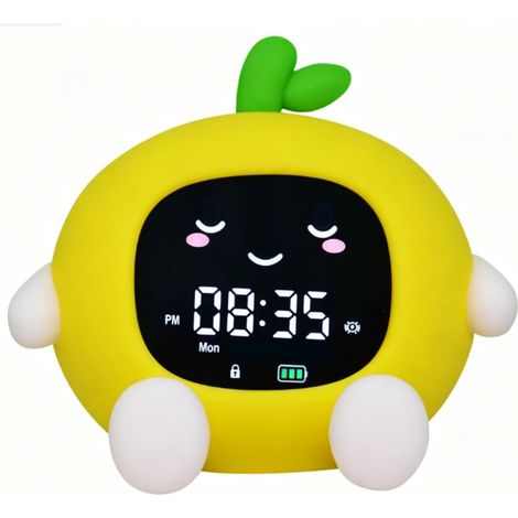 Reloj despertador infantil 6 en 1 con luz nocturna RGB táctil, 6 sonidos relajantes, doble alarma y función de repetición. Recargable mediante USB-C. Reloj despertador de silicona. (1/5)