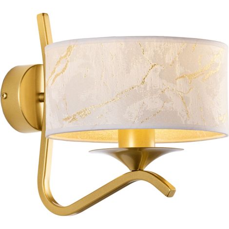 Applique Kaszmir ottone lucido paralume bianco E27 Jupiter (1/5)