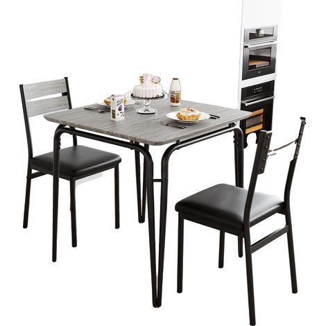 Ensemble de Table à Manger, Design Gain de Place, Style Moderne, Gris (1/2)
