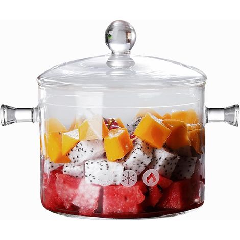 1,9L verre Topf Glaspfanne Schmorpfanne avec couvercle double poignée (1/5)