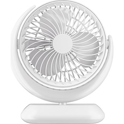 Mondförmiger Mini-Tischventilator mit Gleichstrommotor, 45° verstellbarem Luftauslass, runder Luftauslass, Direktanschlussmodell mit warmem Licht – ideal für Büro und Zuhause
