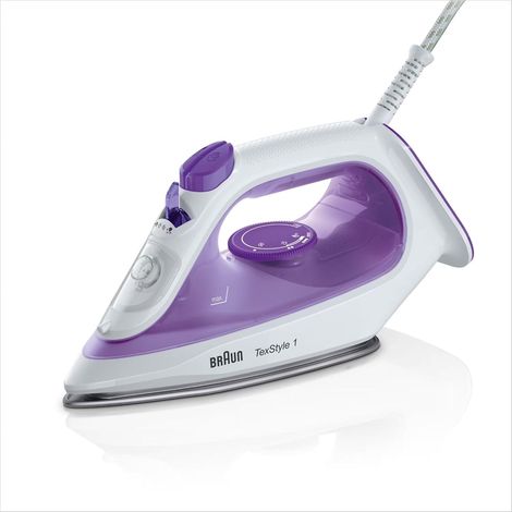 TexStyle 1 - Fer à Repasser Vapeur Léger et Puissant, Semelle Anti-Adhésive, Chauffage Rapide, Débit Vapeur Efficace, Repassage Facile et Précis, Violet (SI1080VI) (1/5)