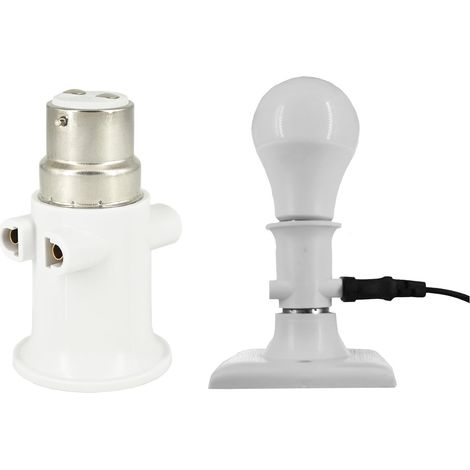 adaptateur de douille de lampe prise B22 conversion en prise de courant et prise E27 douille voleuse b22 avec prise 2 pièces (1/5)