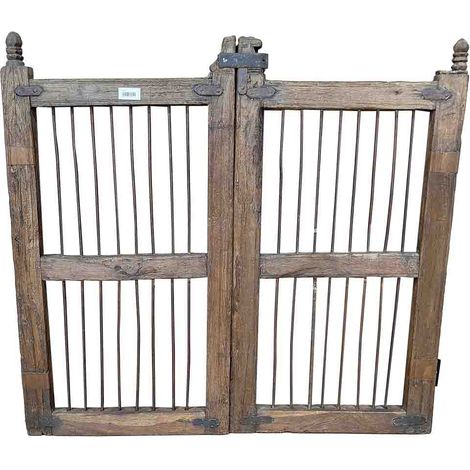 Puerta de madera acabado artesanal marrón 103x3x105 h cm