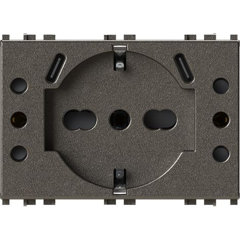 Modulo presa schuko, 2 prese 10A e 2 prese USB 3.1 tipo C, 5Vdc 3A, serie U, metal, compatibile con serie Vimar Arkè - 4Box USBP503 4BUSBP503.V19M (1/5)