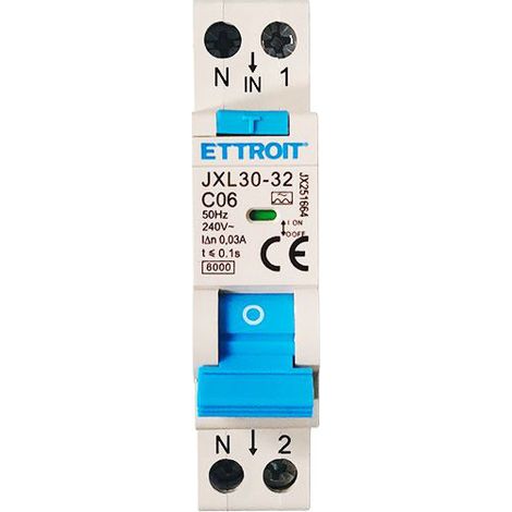 ETTROIT Magnetotermico Differenziale 1P+N 6A 30mA 220V 6kA Classe A JX250664