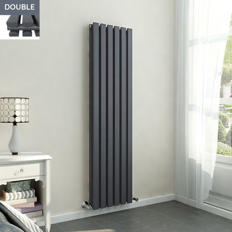 1600x410mm Anthracite Double Rectangular Panel Vertical Radiator (1/5)