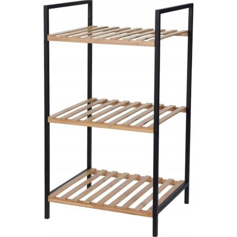 Estantería de almacenaje con 3 estantes bambú acero Bathroom Solutions (1/3)