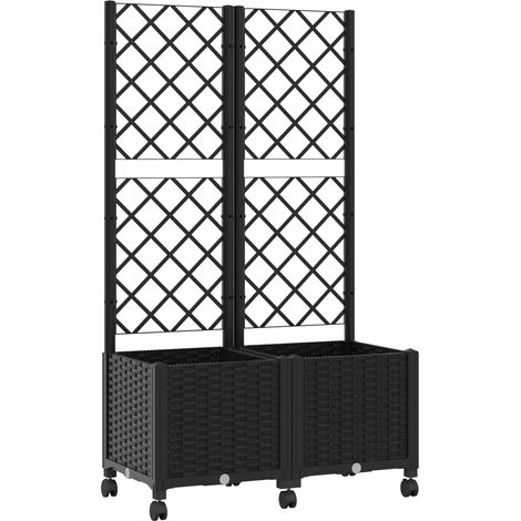 Garden Planter with Trellis&Wheels Black 80 x 40 x 146 cm PP vidaXL (1/5)