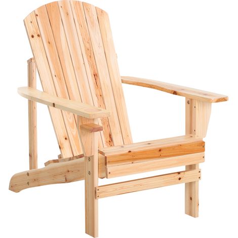 Avez-vous vu ce fauteuil Adirondack de [Nom de la marque]  Fabriqué en bois de sapin naturel, il est robuste et possède une large assise, un dossier haut et des accoudoirs. (1/5)