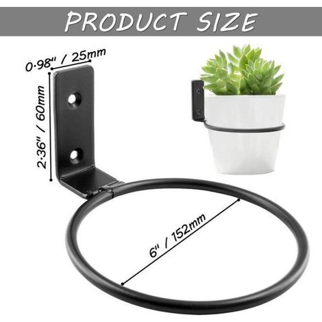 Supports de Jardinière Murale 2pcs 15cm Métal, Crochet Suspension Plantes Noir Mat Femeo (1/5)
