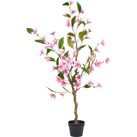 Planta artificial en maceta para interior decoración de plástico con maceta negra 128 cm Magnolia Tree