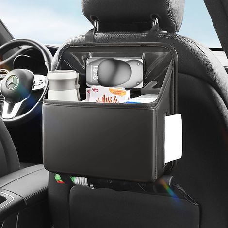 Borsa portaoggetti per lo schienale dell'auto - Borsa portaoggetti per il sedile posteriore dell'auto - Porta fazzoletti multifunzionale per auto - Porta ombrelli - Nero - 29,529,5 cm (1/2)