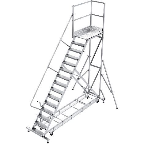 Piattaforma con ruote 14 gradini - Altezza massima di lavoro 4.80m - PTF114G-KRE