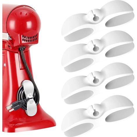Organisateur de Câbles pour Appareils Électroménagers, Lot de 4 Enrouleurs de Câble Autocollants, Range-Câbles en Silicone avec Adhésif Acrylique Résistant pour Machine à Café, Air Fryer, Mixeur (1/5)