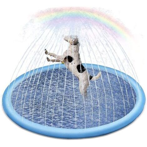 Tapis Jet D Eau Enfant,Piscine pour Chien,Tapis De Pulvérisation Antidérapant, Splash Pad PVC, Piscine pour Animaux,Baignoire pour Chien,Jeu d'eau Exterieur Été pour Enfant Adulte Chien (1/5)