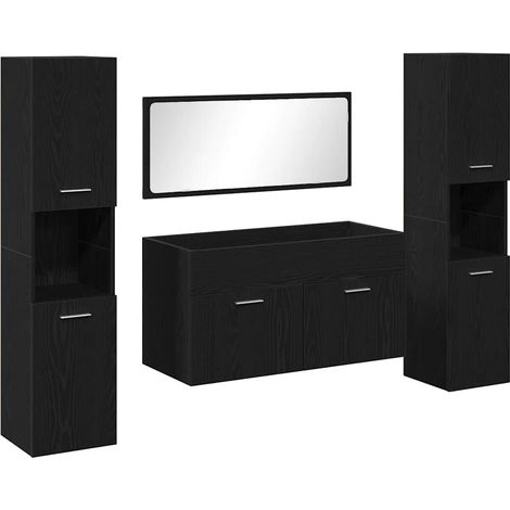 Maison Exclusive - Badezimmermöbel-Set 4 pcs Schwarz Eichen-Optik