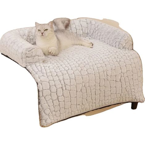 Cama para mascotas, material de felpa, diseño antideslizante, GRIS, L-90X80CM-a (1/2)
