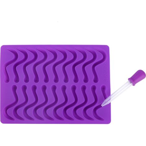 Tagliabiscotti Ulisem a forma di verme di gelatina con 20 scomparti per torte al cioccolato e caramelle con contagocce (1/4)