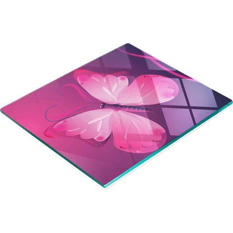 Tablero decorativo multifuncional de cocina con dise帽o de mariposa rosa, 60x52 cm.