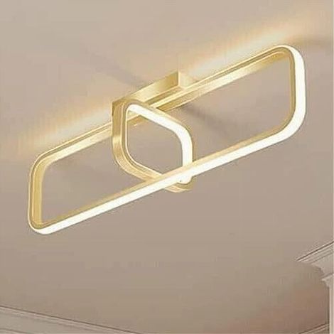 TrAdE Shop Traesio - Plafoniera Led 32 W Rettangolare Oro Design Moderno Lampadario A Soffitto 50224 - (1/5)