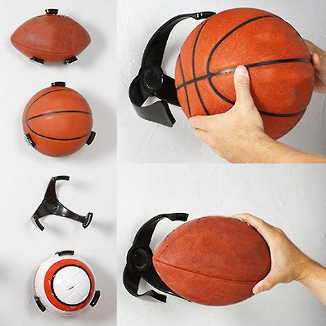 Platzsparendes, wandmontiertes Aufbewahrungsregal für Basketbälle und Fußbälle. (1/5)