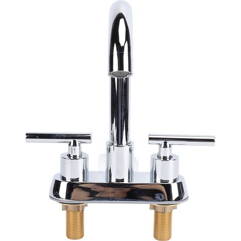 Robinet d'évier avec double poignées, mitigeur d'eau chaude et froide, en acier inoxydable 304, pour cuisine et salle de bains (1/5)