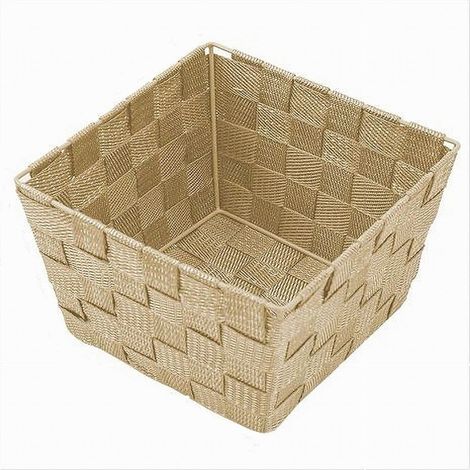 Cleafe - Porta Oggetti In Tessuto Multiuso Organizer Bagno Cucina Beige 20x20x13 Cm 79122 - (1/2)