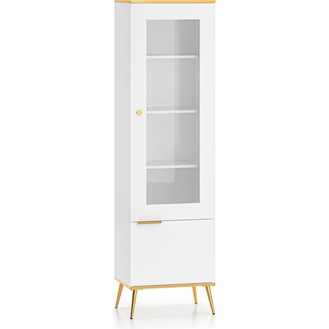 Vitrine Zora mit 2 Türen, Weiß, 195cm
