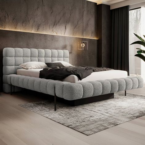 Letto a cassettone 180x200 rete a doghe inclusa Ezio Grigio chiaro (1/5)