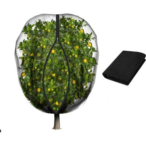 (Noir)Filet de Protection pour Arbres Fruitiers 1,8mx1,8m Anti Insectes, Anti Oiseaux, Sac de Protection de Fruit Maille Fine avec Fermeture Éclair et Cordon de Serrage pour Jardin et Verger (1/5)