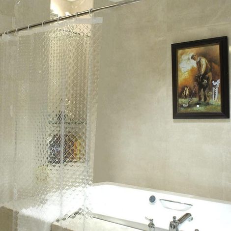 Duschvorhang Ecooe 3D Rhombus Transparent 100% EVA 120x200cm Wasserdicht (1/5)