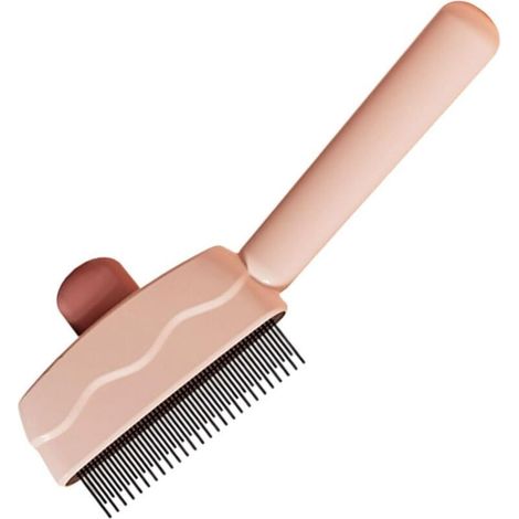 Peigne à Poils de Chat pour le Massage, Brosse de Toilettage pour Chats et Chiens, Brosse pour Chien avec Bouton Realease pour Animaux à Poils Courts et Longs (Rose) (1/5)