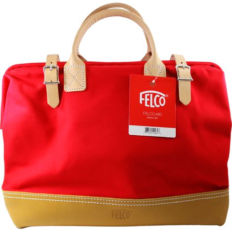FELCO 480 – Sac de jardinage polyvalent en toile rouge et cuir, ultra résistant et spacieux, idéal pour transporter outils et accessoires de jardin (1/4)