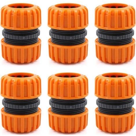 Kit de réparation de tuyau d'arrosage - 6 pièces pour raccorder 19 mm (3/4"), pour un raccordement facile et rapide ou un tuyau de réparation sans outils, jaune (1/5)