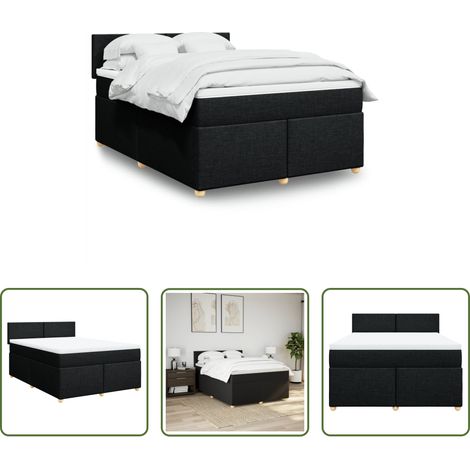 vidaXL Matelas à ressorts ensachés - Sommier à lattes de lit avec matelas Noir 140x190 cm Tissu (1/5)