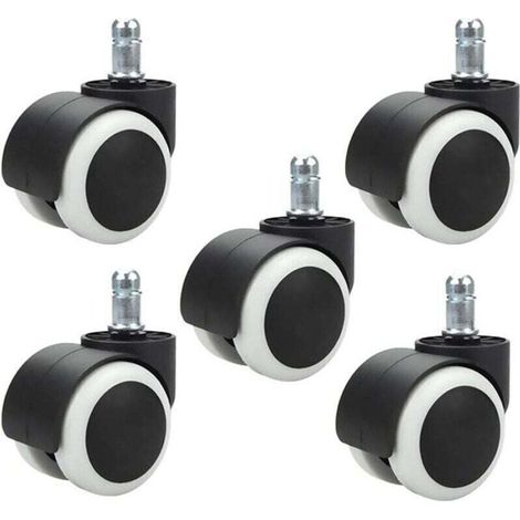 Ulisem5 pièces roulettes de Chaise de Bureau 48 mm pour Chaise d'ordinateur roulettes pivotantes pour Chaise de Bureau Roues de Remplacement Taille de Tige Standard 11 mm × 20 mm, sans Rayures ni