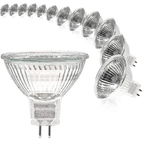 Bombilla MR16 para foco, 12 V 20 W, base GU5.3, regulable, halógena de 2 pines, blanco cálido 2700 K, paquete de 12 (mr16-20w-12p) [xh] -z-ha (1/4)