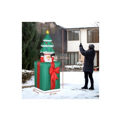 Décoration de Noël gonflable rouge et verte en polyester avec éclairage LED et installation facile pour maison, jardin et terrasse (1/5)